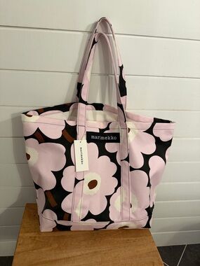 Marimekko Unikko Pink Canvas LargeTote Bag